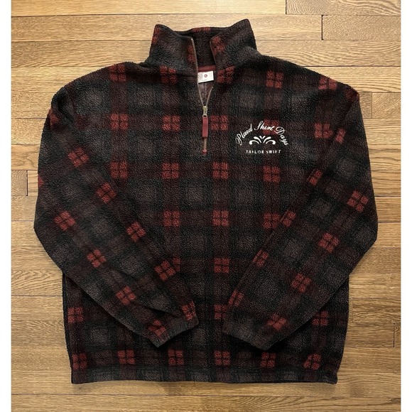 Taylor Swift Jackets & Blazers - Taylor Swift Size XL Fleece Plaid Shirt Days Jacket Quarter Zip Red TV Sweater